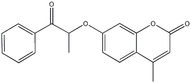 4-methyl-7-(1-methyl-2-oxo-2-phenylethoxy)-2H-chromen-2-one Struktur