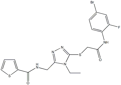 N-[(5-{[2-(4-bromo-2-fluoroanilino)-2-oxoethyl]sulfanyl}-4-ethyl-4H-1,2,4-triazol-3-yl)methyl]-2-thiophenecarboxamide Struktur