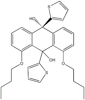 1,8-dibutoxy-9,10-di(2-thienyl)-9,10-dihydro-9,10-anthracenediol Struktur