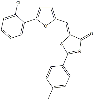 5-{[5-(2-chlorophenyl)-2-furyl]methylene}-2-(4-methylphenyl)-1,3-thiazol-4(5H)-one Struktur