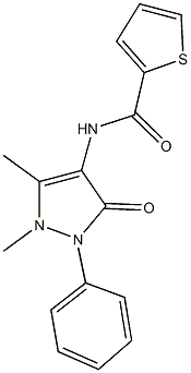 N-(1,5-dimethyl-3-oxo-2-phenyl-2,3-dihydro-1H-pyrazol-4-yl)-2-thiophenecarboxamide Struktur