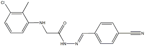 2-(3-chloro-2-methylanilino)-N'-(4-cyanobenzylidene)acetohydrazide Struktur