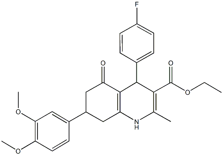 ethyl 7-(3,4-dimethoxyphenyl)-4-(4-fluorophenyl)-2-methyl-5-oxo-1,4,5,6,7,8-hexahydro-3-quinolinecarboxylate Struktur