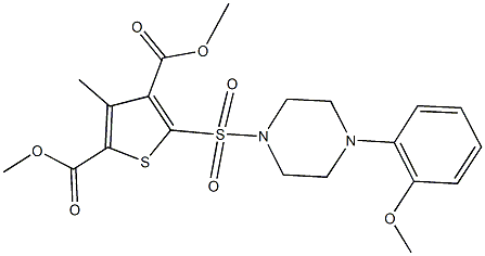 dimethyl 5-{[4-(2-methoxyphenyl)-1-piperazinyl]sulfonyl}-3-methyl-2,4-thiophenedicarboxylate Struktur