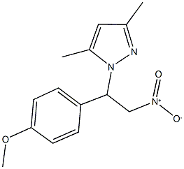 1-[2-nitro-1-(4-methoxyphenyl)ethyl]-3,5-dimethyl-1H-pyrazole Struktur