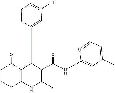 4-(3-chlorophenyl)-2-methyl-N-(4-methylpyridin-2-yl)-5-oxo-1,4,5,6,7,8-hexahydroquinoline-3-carboxamide Struktur