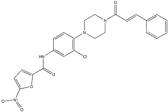 N-[3-chloro-4-(4-cinnamoyl-1-piperazinyl)phenyl]-5-nitro-2-furamide Struktur