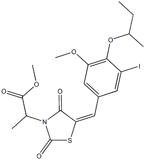 methyl 2-[5-(4-sec-butoxy-3-iodo-5-methoxybenzylidene)-2,4-dioxo-1,3-thiazolidin-3-yl]propanoate Struktur