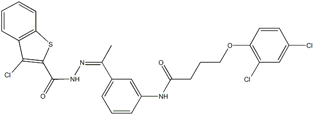 N-(3-{N-[(3-chloro-1-benzothien-2-yl)carbonyl]ethanehydrazonoyl}phenyl)-4-(2,4-dichlorophenoxy)butanamide Struktur