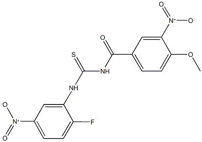 N-{2-fluoro-5-nitrophenyl}-N'-{3-nitro-4-methoxybenzoyl}thiourea Struktur