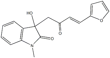 3-[4-(2-furyl)-2-oxo-3-butenyl]-3-hydroxy-1-methyl-1,3-dihydro-2H-indol-2-one Struktur