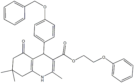 2-phenoxyethyl 4-[4-(benzyloxy)phenyl]-2,7,7-trimethyl-5-oxo-1,4,5,6,7,8-hexahydro-3-quinolinecarboxylate Struktur