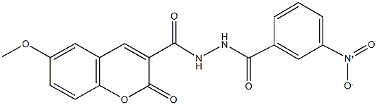 N'-{3-nitrobenzoyl}-6-methoxy-2-oxo-2H-chromene-3-carbohydrazide Struktur