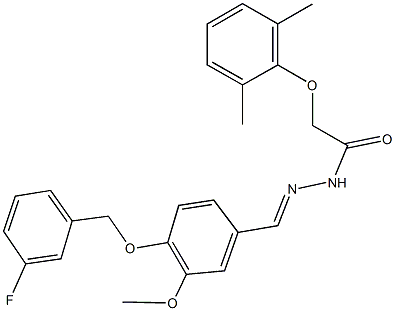 2-(2,6-dimethylphenoxy)-N'-{4-[(3-fluorobenzyl)oxy]-3-methoxybenzylidene}acetohydrazide Struktur