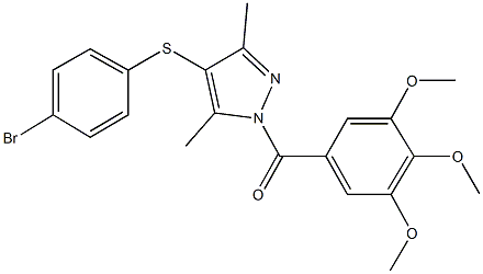 4-[(4-bromophenyl)sulfanyl]-3,5-dimethyl-1-(3,4,5-trimethoxybenzoyl)-1H-pyrazole Struktur