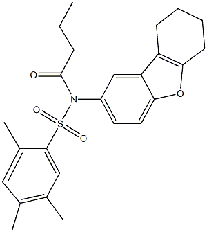 N-butyryl-2,4,5-trimethyl-N-(6,7,8,9-tetrahydrodibenzo[b,d]furan-2-yl)benzenesulfonamide Struktur