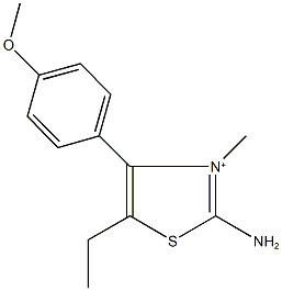 2-amino-5-ethyl-4-(4-methoxyphenyl)-3-methyl-1,3-thiazol-3-ium Struktur