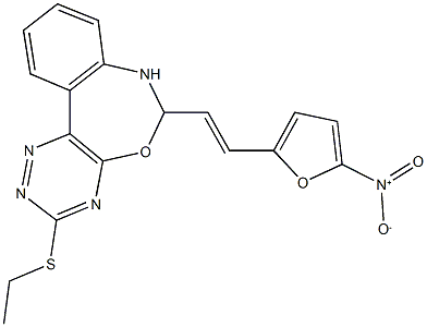 3-(ethylsulfanyl)-6-(2-{5-nitro-2-furyl}vinyl)-6,7-dihydro[1,2,4]triazino[5,6-d][3,1]benzoxazepine Struktur