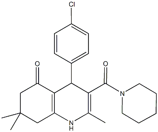 4-(4-chlorophenyl)-2,7,7-trimethyl-3-(1-piperidinylcarbonyl)-4,6,7,8-tetrahydro-5(1H)-quinolinone Struktur