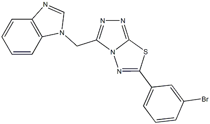 1-{[6-(3-bromophenyl)[1,2,4]triazolo[3,4-b][1,3,4]thiadiazol-3-yl]methyl}-1H-benzimidazole Struktur