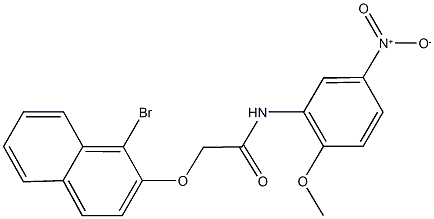 2-[(1-bromo-2-naphthyl)oxy]-N-{5-nitro-2-methoxyphenyl}acetamide Struktur