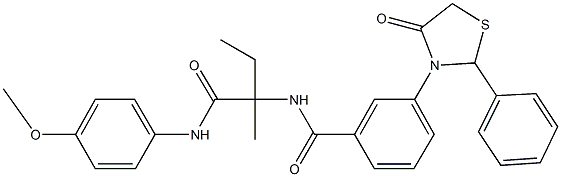 N-{1-[(4-methoxyanilino)carbonyl]-1-methylpropyl}-3-(4-oxo-2-phenyl-1,3-thiazolidin-3-yl)benzamide Struktur