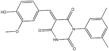 1-(3,5-dimethylphenyl)-5-(4-hydroxy-3-methoxybenzylidene)-2,4,6(1H,3H,5H)-pyrimidinetrione Struktur