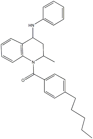 N-[2-methyl-1-(4-pentylbenzoyl)-1,2,3,4-tetrahydro-4-quinolinyl]-N-phenylamine Struktur