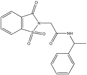 2-(1,1-dioxido-3-oxo-1,2-benzisothiazol-2(3H)-yl)-N-(1-phenylethyl)acetamide Struktur