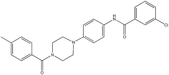 3-chloro-N-{4-[4-(4-methylbenzoyl)-1-piperazinyl]phenyl}benzamide Struktur