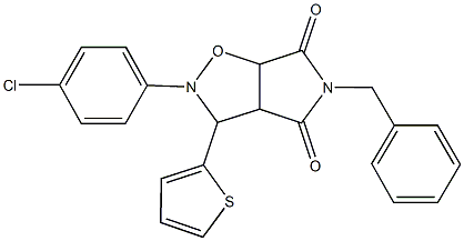 5-benzyl-2-(4-chlorophenyl)-3-(2-thienyl)dihydro-2H-pyrrolo[3,4-d]isoxazole-4,6(3H,5H)-dione Struktur