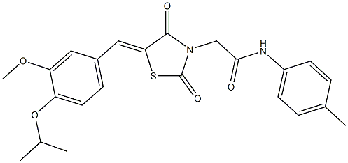 2-[5-(4-isopropoxy-3-methoxybenzylidene)-2,4-dioxo-1,3-thiazolidin-3-yl]-N-(4-methylphenyl)acetamide Struktur