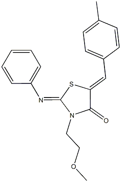 3-(2-methoxyethyl)-5-(4-methylbenzylidene)-2-(phenylimino)-1,3-thiazolidin-4-one Struktur