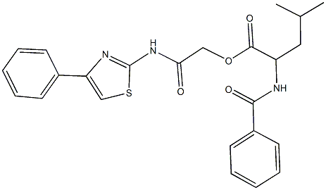 2-oxo-2-[(4-phenyl-1,3-thiazol-2-yl)amino]ethyl 2-(benzoylamino)-4-methylpentanoate Struktur