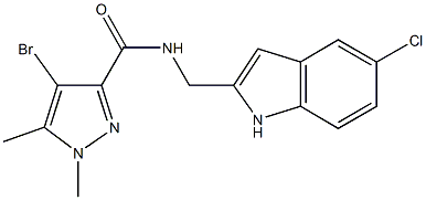 4-bromo-N-[(5-chloro-1H-indol-2-yl)methyl]-1,5-dimethyl-1H-pyrazole-3-carboxamide Struktur