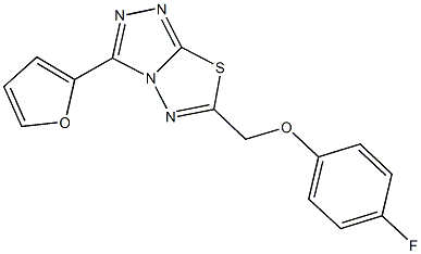 6-[(4-fluorophenoxy)methyl]-3-(2-furyl)[1,2,4]triazolo[3,4-b][1,3,4]thiadiazole Struktur