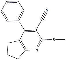 2-(methylsulfanyl)-4-phenyl-6,7-dihydro-5H-cyclopenta[b]pyridine-3-carbonitrile Struktur