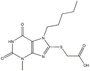 [(3-methyl-2,6-dioxo-7-pentyl-2,3,6,7-tetrahydro-1H-purin-8-yl)sulfanyl]acetic acid Struktur