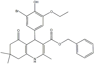 benzyl 4-(3-bromo-5-ethoxy-4-hydroxyphenyl)-2,7,7-trimethyl-5-oxo-1,4,5,6,7,8-hexahydro-3-quinolinecarboxylate Struktur