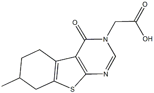 (7-methyl-4-oxo-5,6,7,8-tetrahydro[1]benzothieno[2,3-d]pyrimidin-3(4H)-yl)acetic acid Struktur