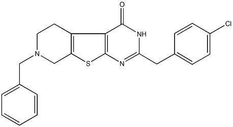 7-benzyl-2-(4-chlorobenzyl)-5,6,7,8-tetrahydropyrido[4',3':4,5]thieno[2,3-d]pyrimidin-4(3H)-one Struktur