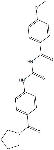 N-(4-methoxybenzoyl)-N'-[4-(1-pyrrolidinylcarbonyl)phenyl]thiourea Struktur