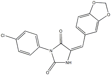 5-(1,3-benzodioxol-5-ylmethylene)-3-(4-chlorophenyl)-2,4-imidazolidinedione Struktur