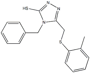 4-benzyl-5-{[(2-methylphenyl)sulfanyl]methyl}-4H-1,2,4-triazole-3-thiol Struktur