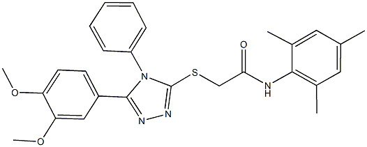 2-{[5-(3,4-dimethoxyphenyl)-4-phenyl-4H-1,2,4-triazol-3-yl]sulfanyl}-N-mesitylacetamide Struktur