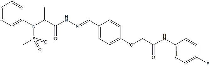 N-(4-fluorophenyl)-2-[4-(2-{2-[(methylsulfonyl)anilino]propanoyl}carbohydrazonoyl)phenoxy]acetamide Struktur