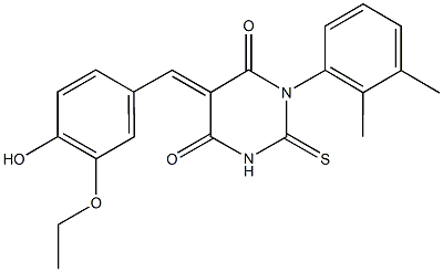 1-(2,3-dimethylphenyl)-5-(3-ethoxy-4-hydroxybenzylidene)-2-thioxodihydro-4,6(1H,5H)-pyrimidinedione Struktur