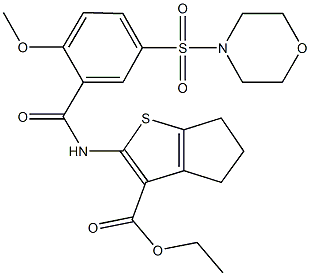 ethyl 2-{[2-methoxy-5-(4-morpholinylsulfonyl)benzoyl]amino}-5,6-dihydro-4H-cyclopenta[b]thiophene-3-carboxylate Struktur