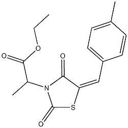 ethyl 2-[5-(4-methylbenzylidene)-2,4-dioxo-1,3-thiazolidin-3-yl]propanoate Struktur