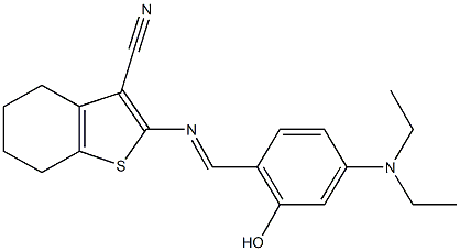 2-{[4-(diethylamino)-2-hydroxybenzylidene]amino}-4,5,6,7-tetrahydro-1-benzothiophene-3-carbonitrile Struktur